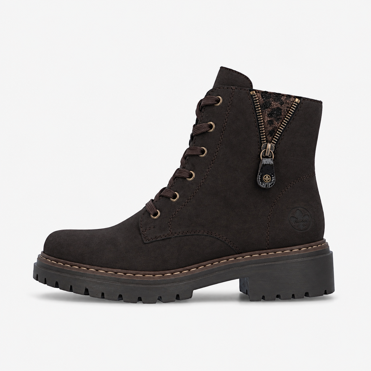 Rieker 72617 Womens Biker Boots Nougat/Antique/Espresso