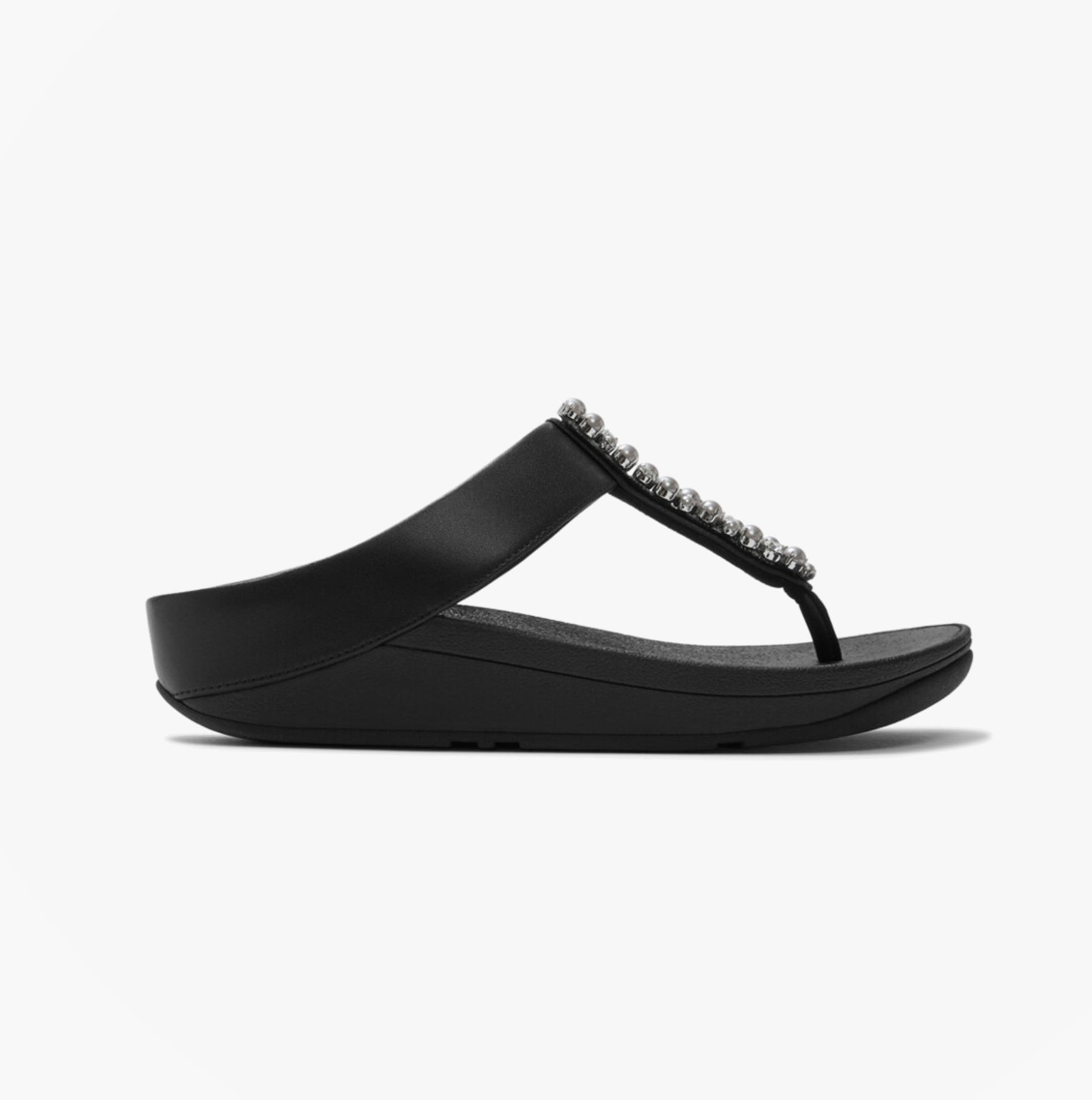 FitFlop FINO PEARLS AND CRYSTAL Womens Toe-Post Sandals Black