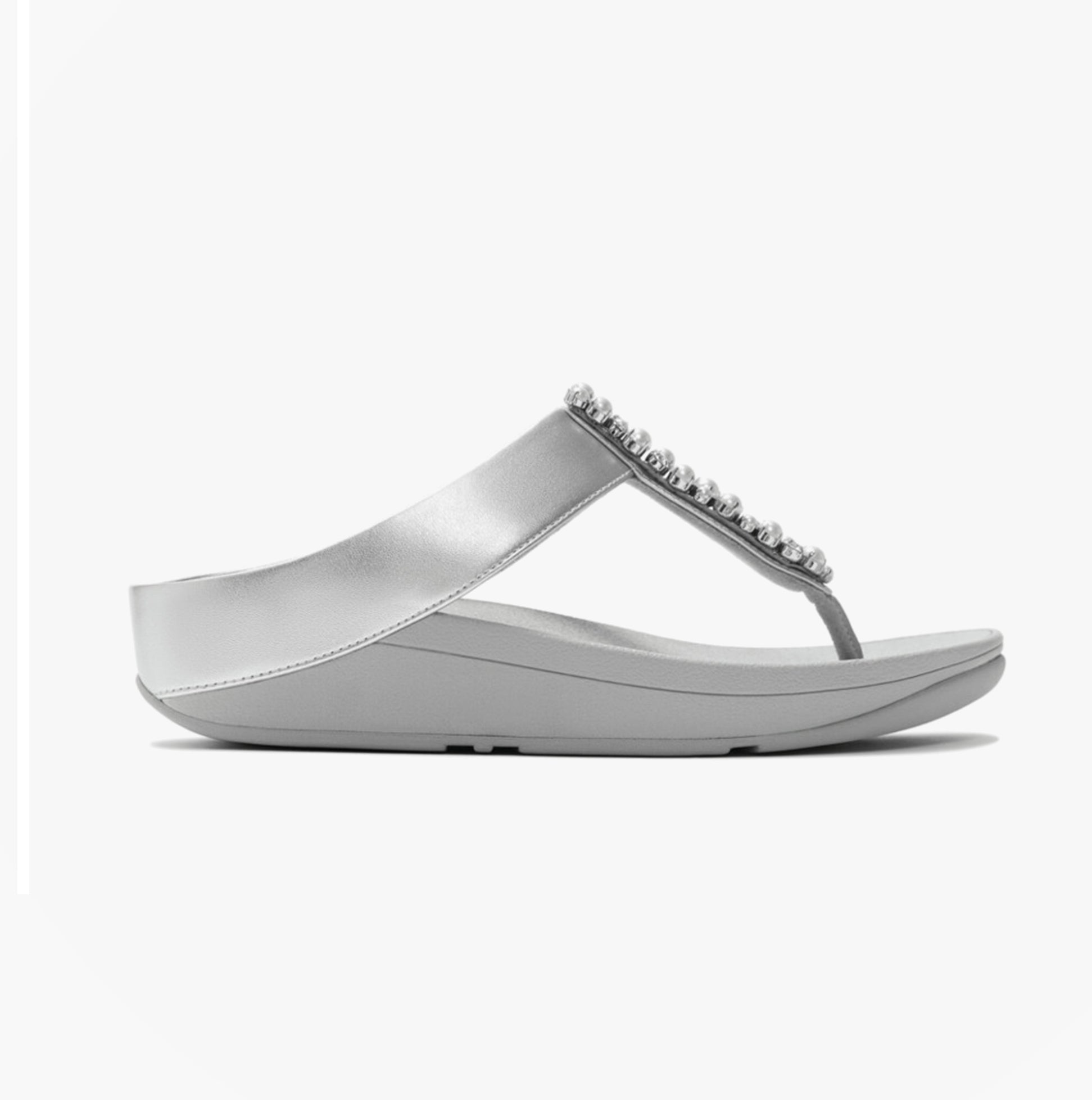FitFlop FINO PEARLS AND CRYSTAL Womens Toe-Post Sandals Silver