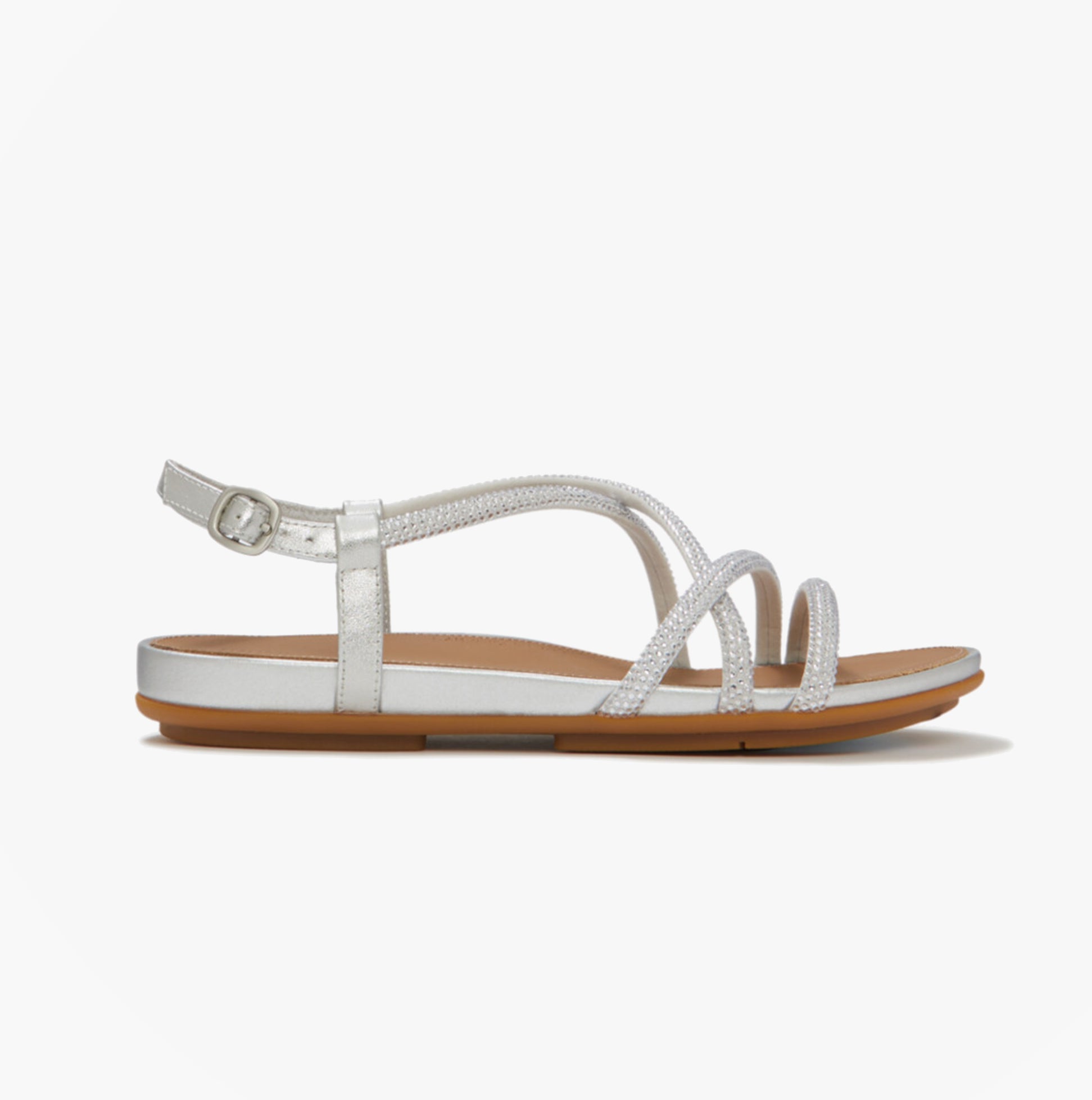 FitFlop GRACIE CRYSTAL Womens Cross Strap Sandals Silver