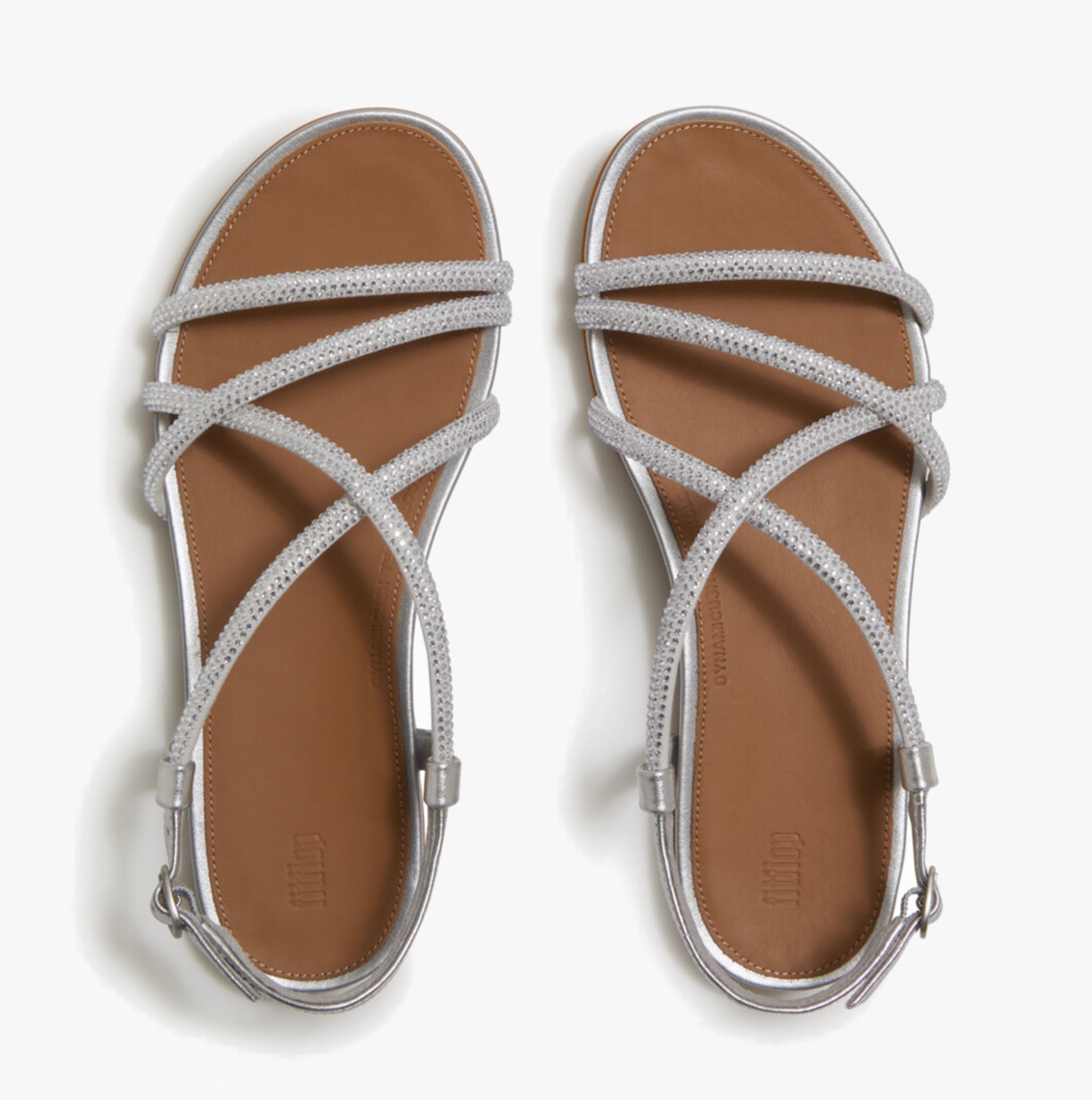 FitFlop GRACIE CRYSTAL Womens Cross Strap Sandals Silver