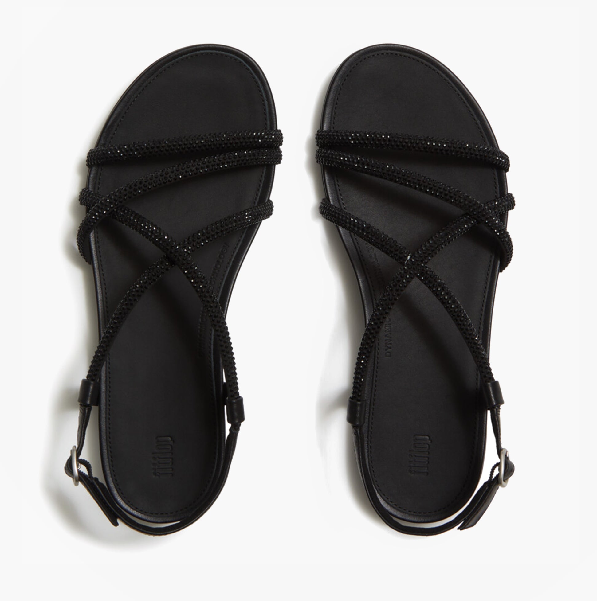 FitFlop GRACIE CRYSTAL Womens Cross Strap Sandals All Black