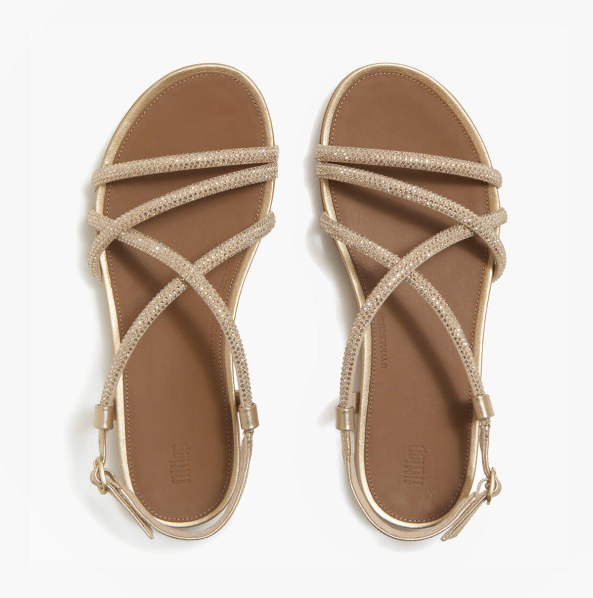 FitFlop GRACIE CRYSTAL Womens Cross Strap Sandals Platino