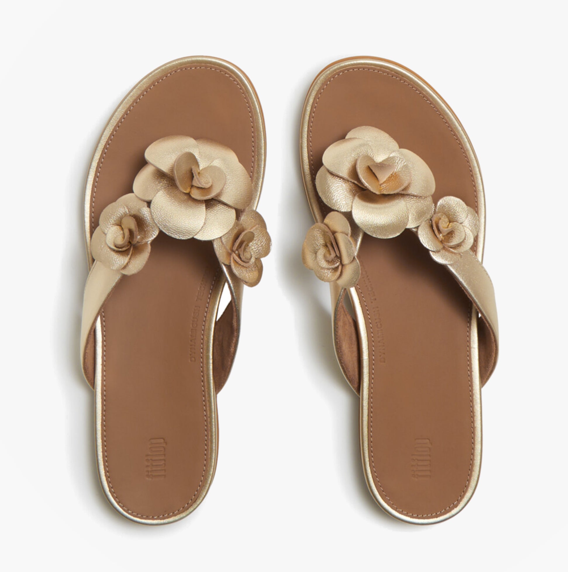 FitFlop GRACIE FLOWER Womens Toe-Post Sandals Platino