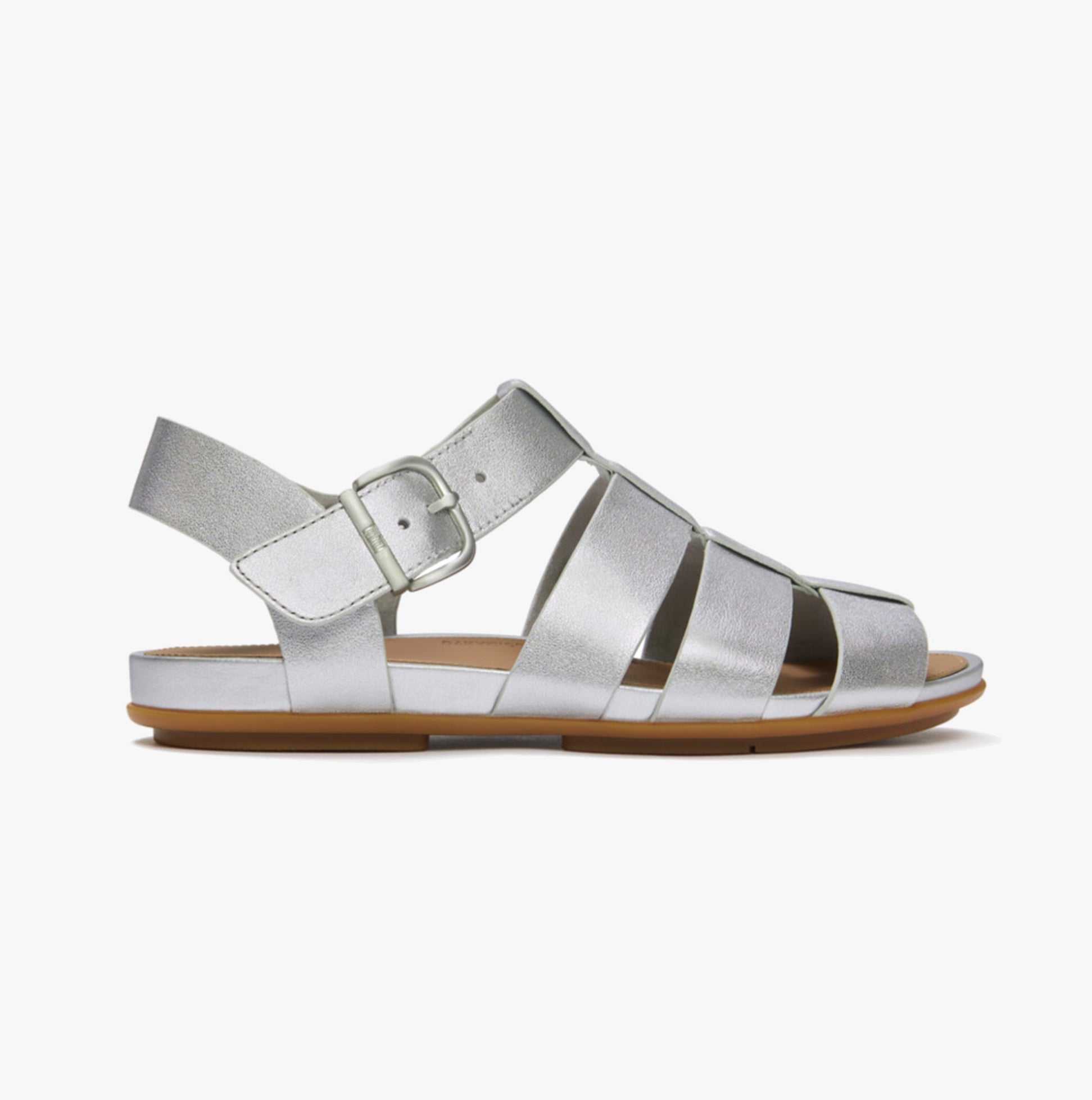 FitFlop GRACIE LEATHER Womens Ankle Strap Sandals Silver