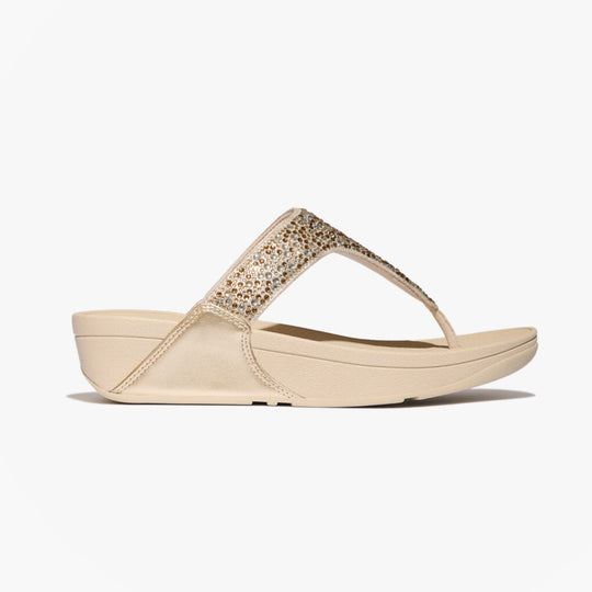 FitFlop LULU CRYSTAL Womens Toe-Post Sandals Platino