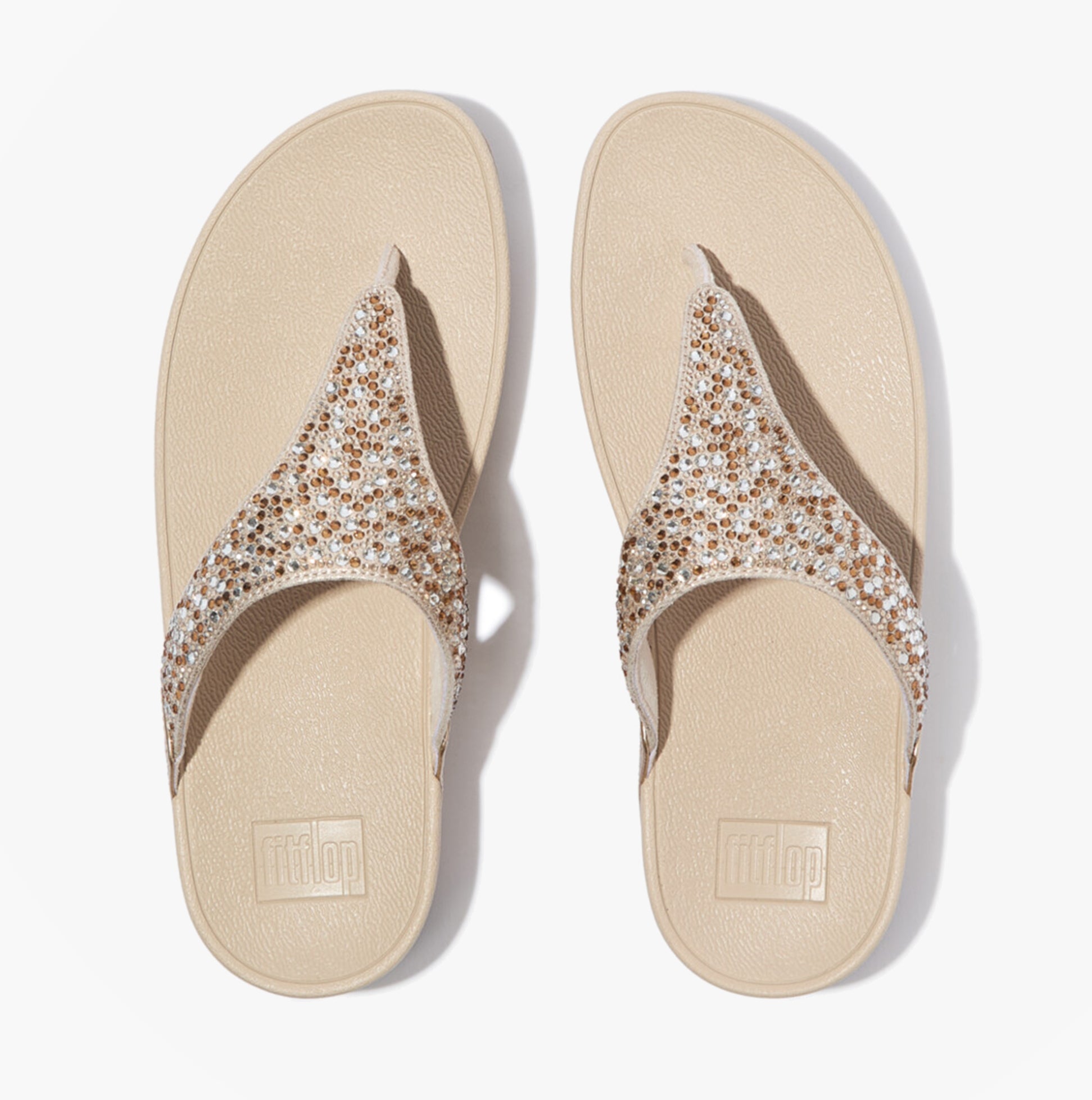 FitFlop LULU CRYSTAL Womens Toe-Post Sandals Platino