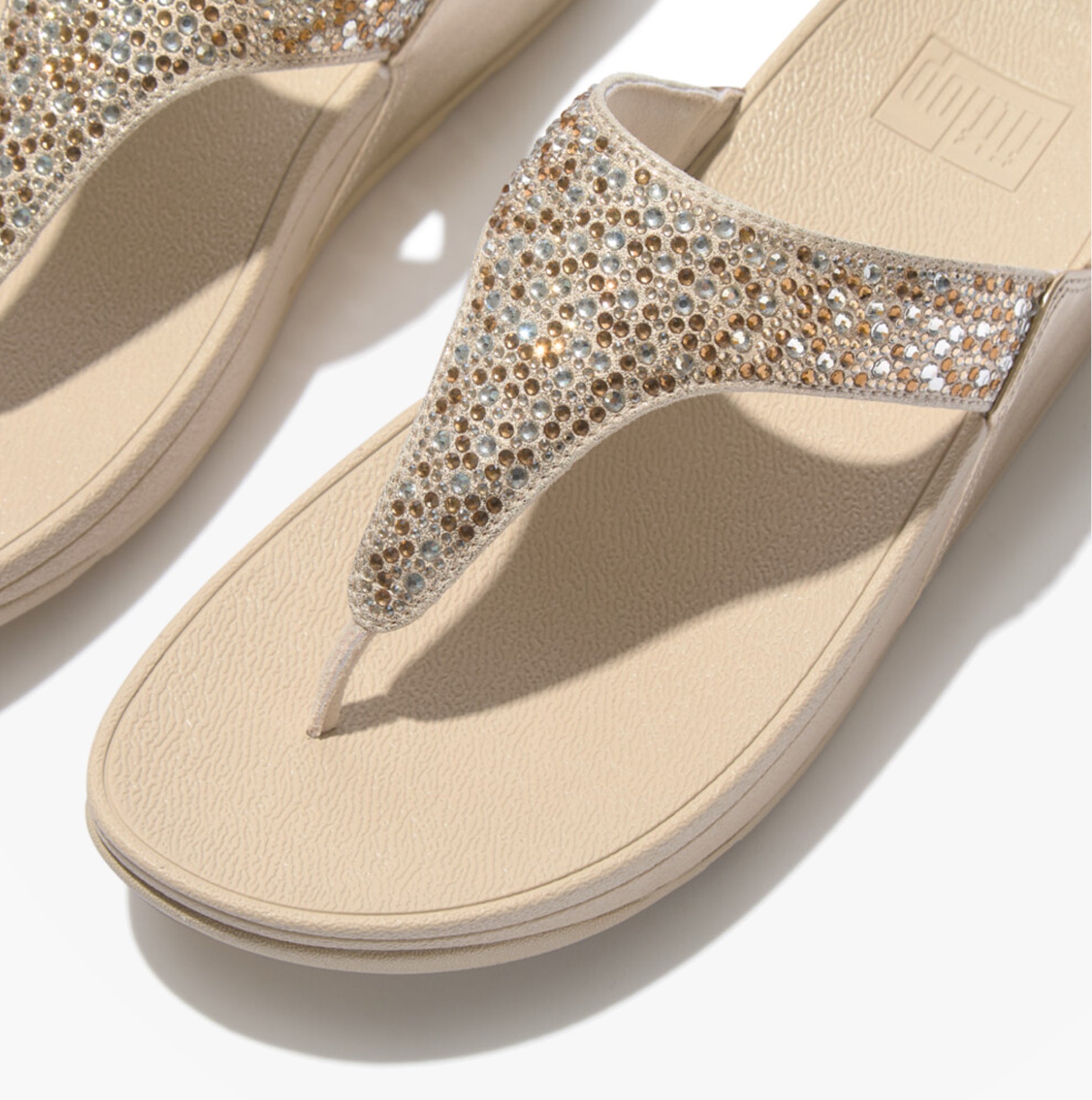 FitFlop LULU CRYSTAL Womens Toe-Post Sandals Platino