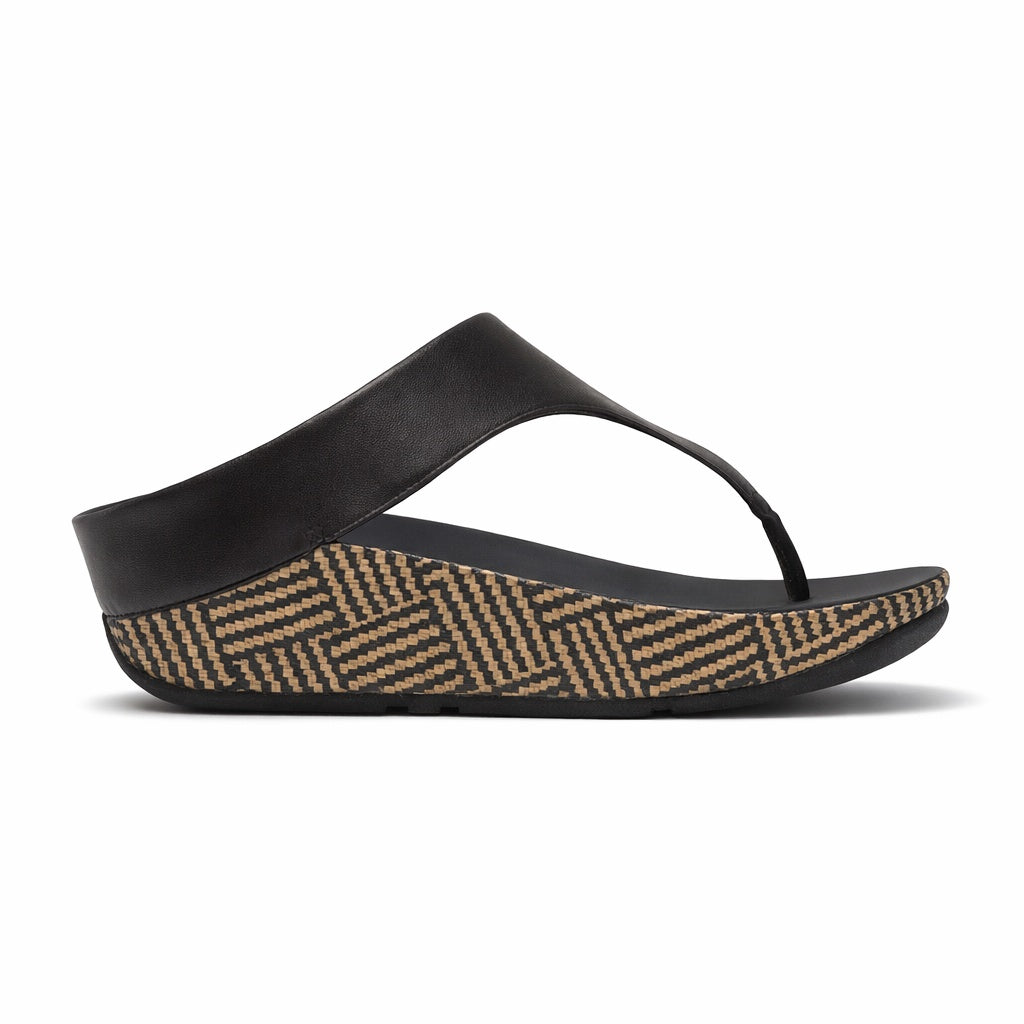 FitFlop LULU LUX GRAPHIC Womens Toe-Post Sandals Black
