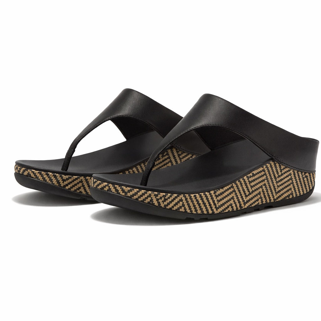 FitFlop LULU LUX GRAPHIC Womens Toe-Post Sandals Black
