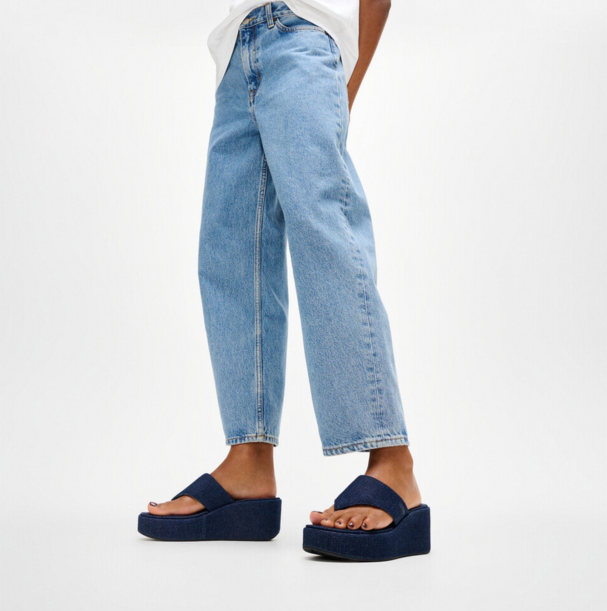 FitFlop PLATFFORMS DENIM Womens Toe-Post Sandals Dark Denim