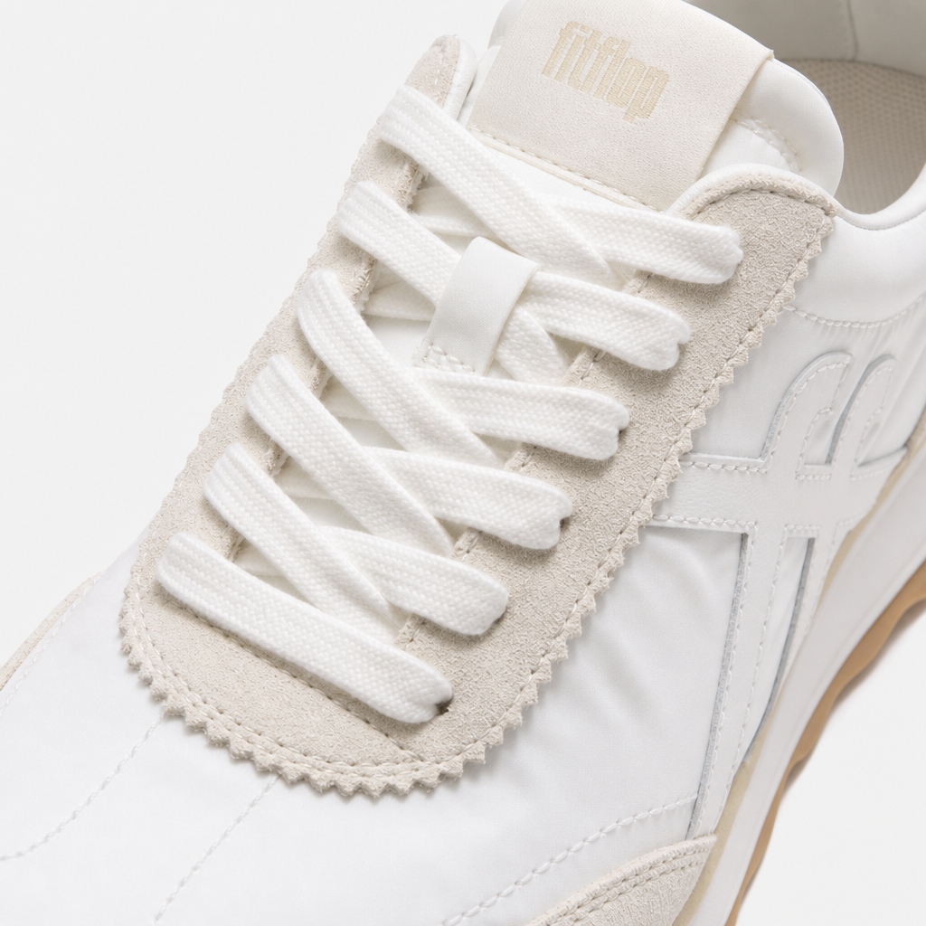 FitFlop RETRO-Q FF FABRIC/SUEDE Womens Casual Trainers Urban White Mix