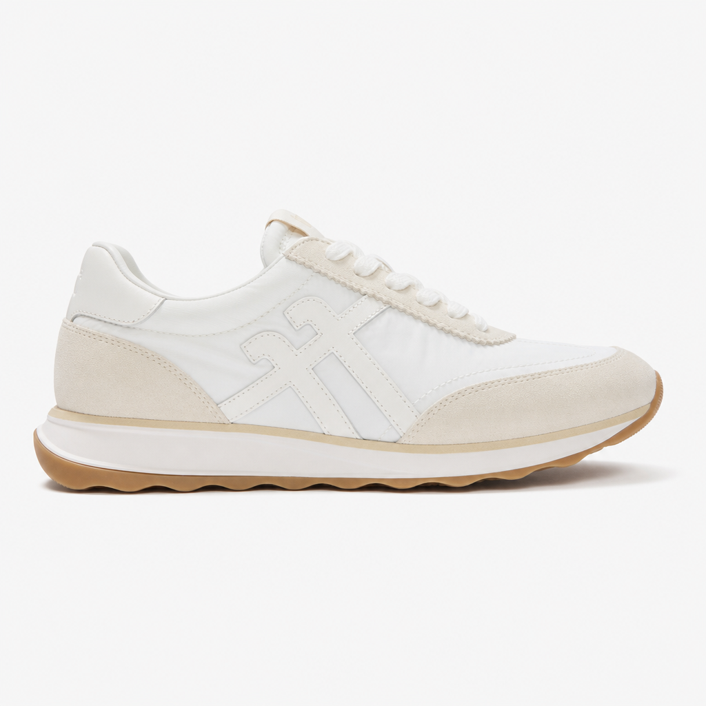 FitFlop RETRO-Q FF FABRIC/SUEDE Womens Casual Trainers Urban White Mix