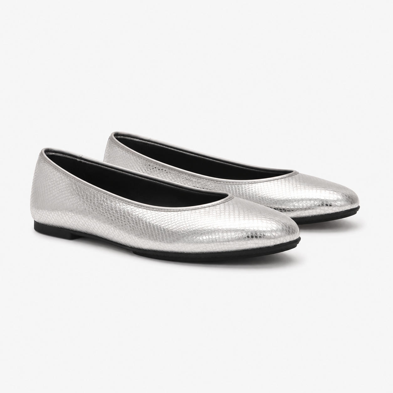 FitFlop DELICATO SNAKE METALLIC Womens Ballerina Shoes Silver