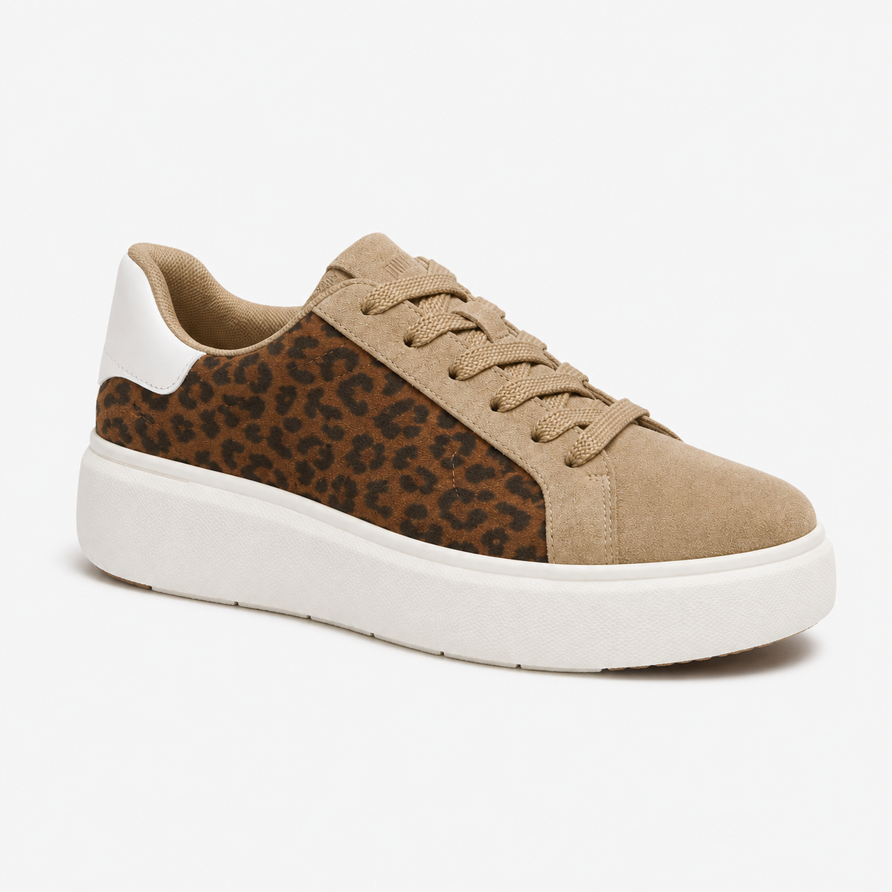 FitFlop RTG SUEDE LEOPARD LACE UP Womens Casual Trainers Cappuccino