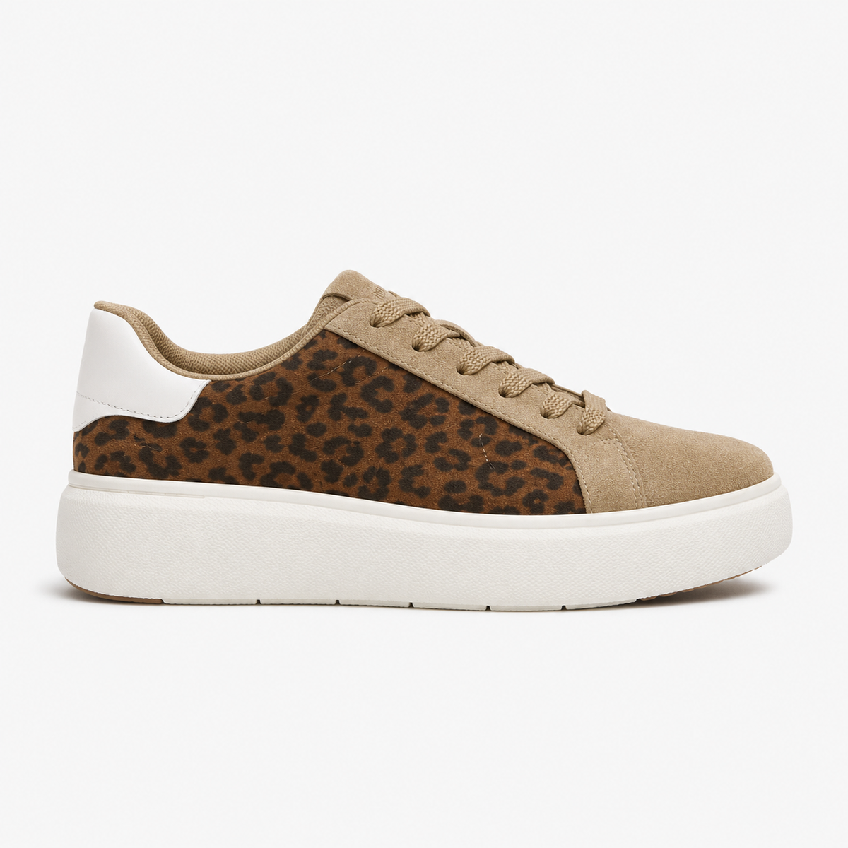 FitFlop RTG SUEDE LEOPARD LACE UP Womens Casual Trainers Cappuccino