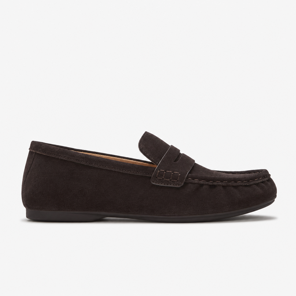 FitFlop DELICATO SUEDE Womens Loafer Shoes Chocolate Brown