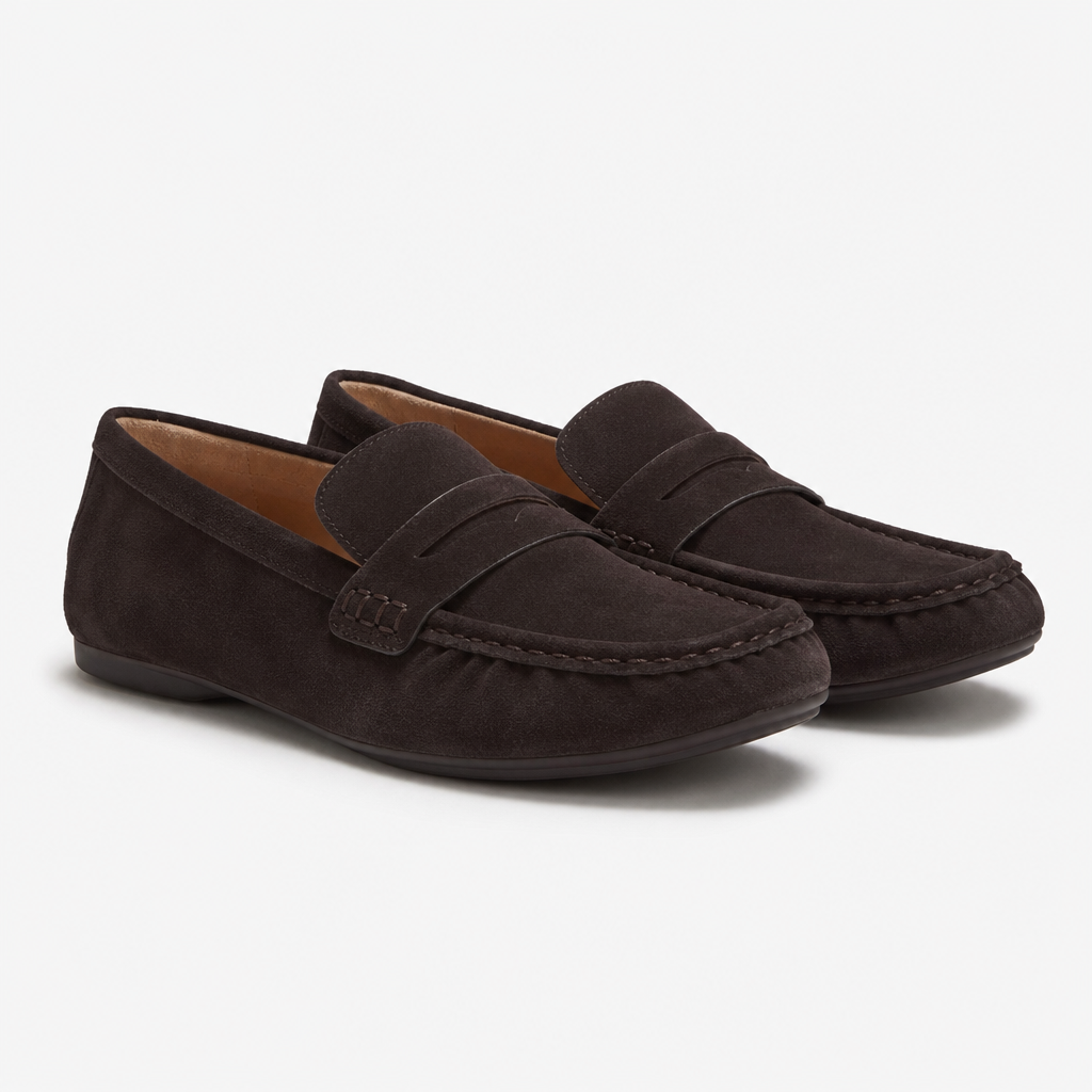 FitFlop DELICATO SUEDE Womens Loafer Shoes Chocolate Brown