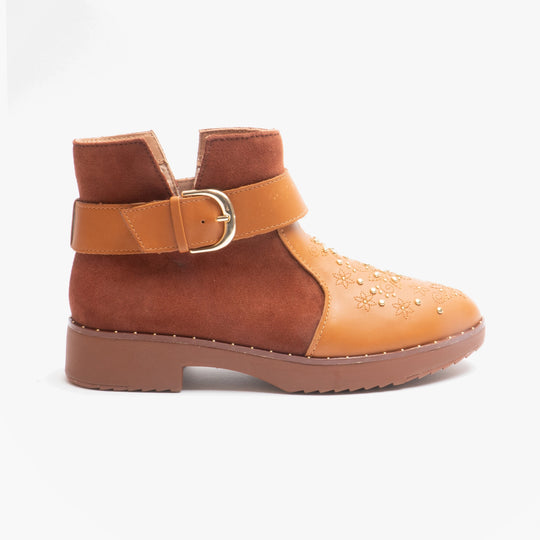 FitFlop ATHENA FLOWER STUD Womens Leather Ankle Boots Light Tan