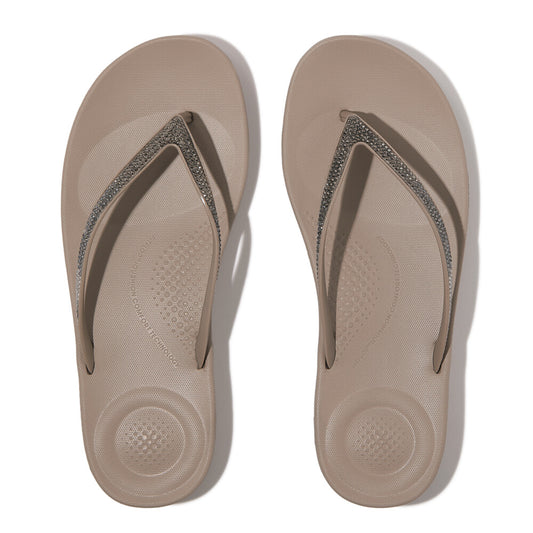 IQUSHION OMBRE SPARKLE Womens Flip Flops On Taupe/Pewter