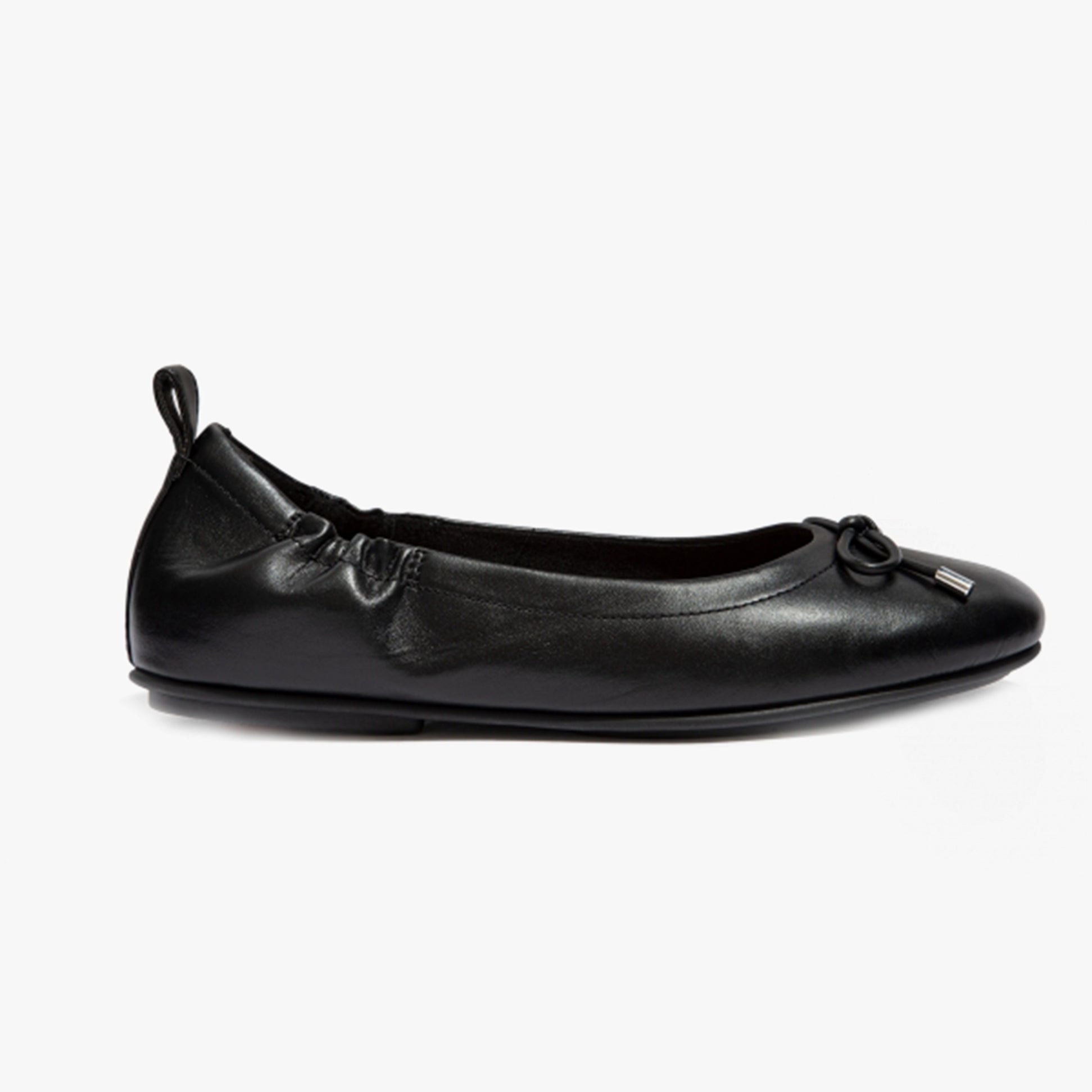 FitFlop ALLEGRO Womens Leather Ballerina Shoes All Black