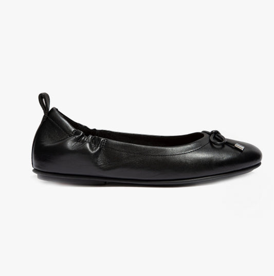 FitFlop ALLEGRO Womens Leather Ballerina Shoes All Black