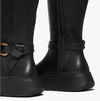 FitFlop F-MODE SQUARE-RING LEATHER FLATFORM Ladies Tall Boots Blac