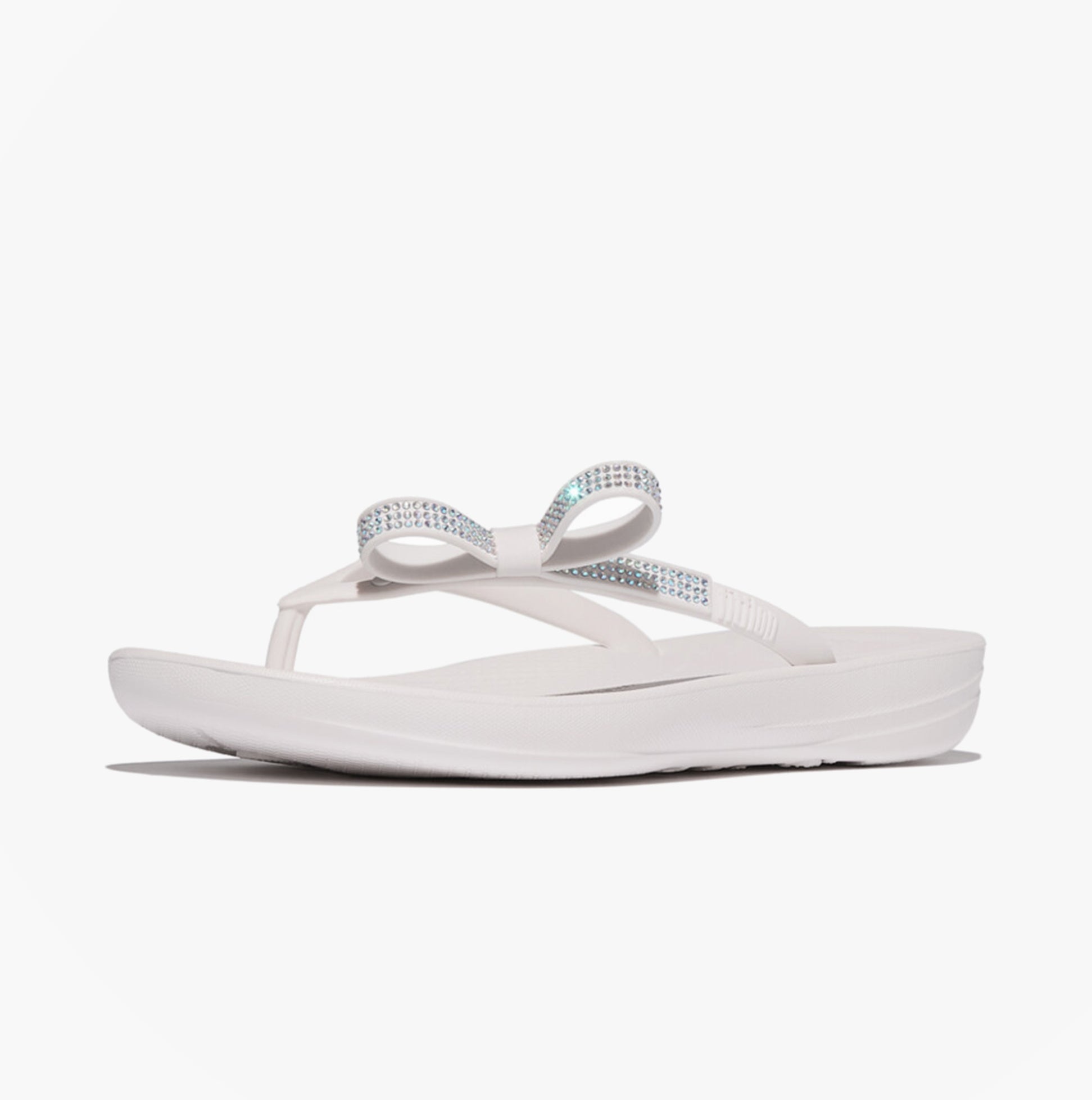 FitFlop IQUSHION GLITZ Womens Toe-Post Sandals Urban White