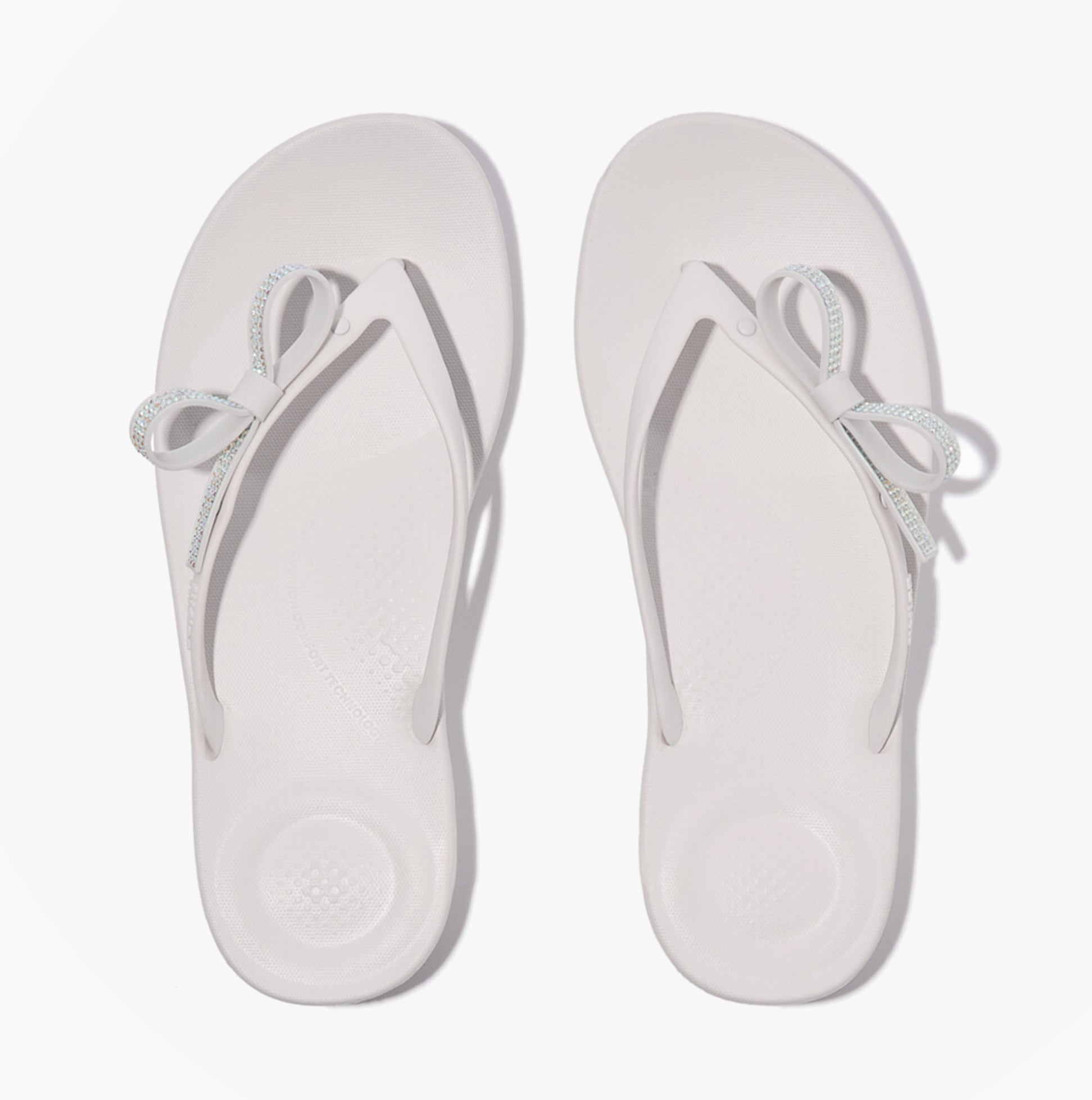 FitFlop IQUSHION GLITZ Womens Toe-Post Sandals Urban White