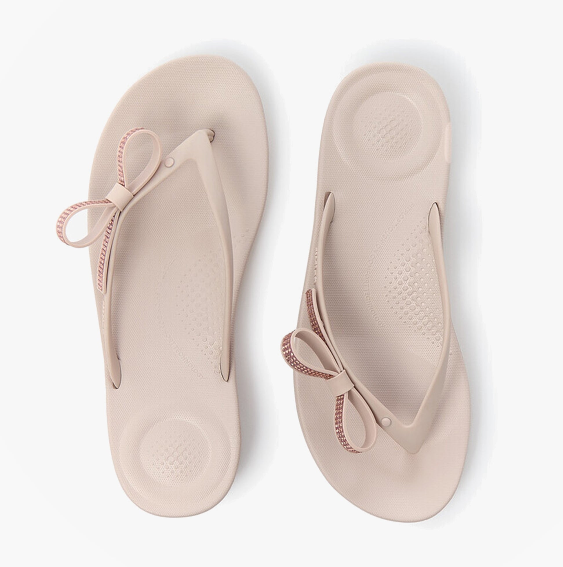 FitFlop iQUSHION GLITZ Womens Toe-Post Sandals Nude Rose