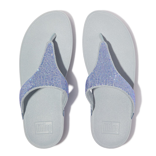 LULU CRYSTAL EMBELLISHED Womens Toe Post Sandals Quiet Blue