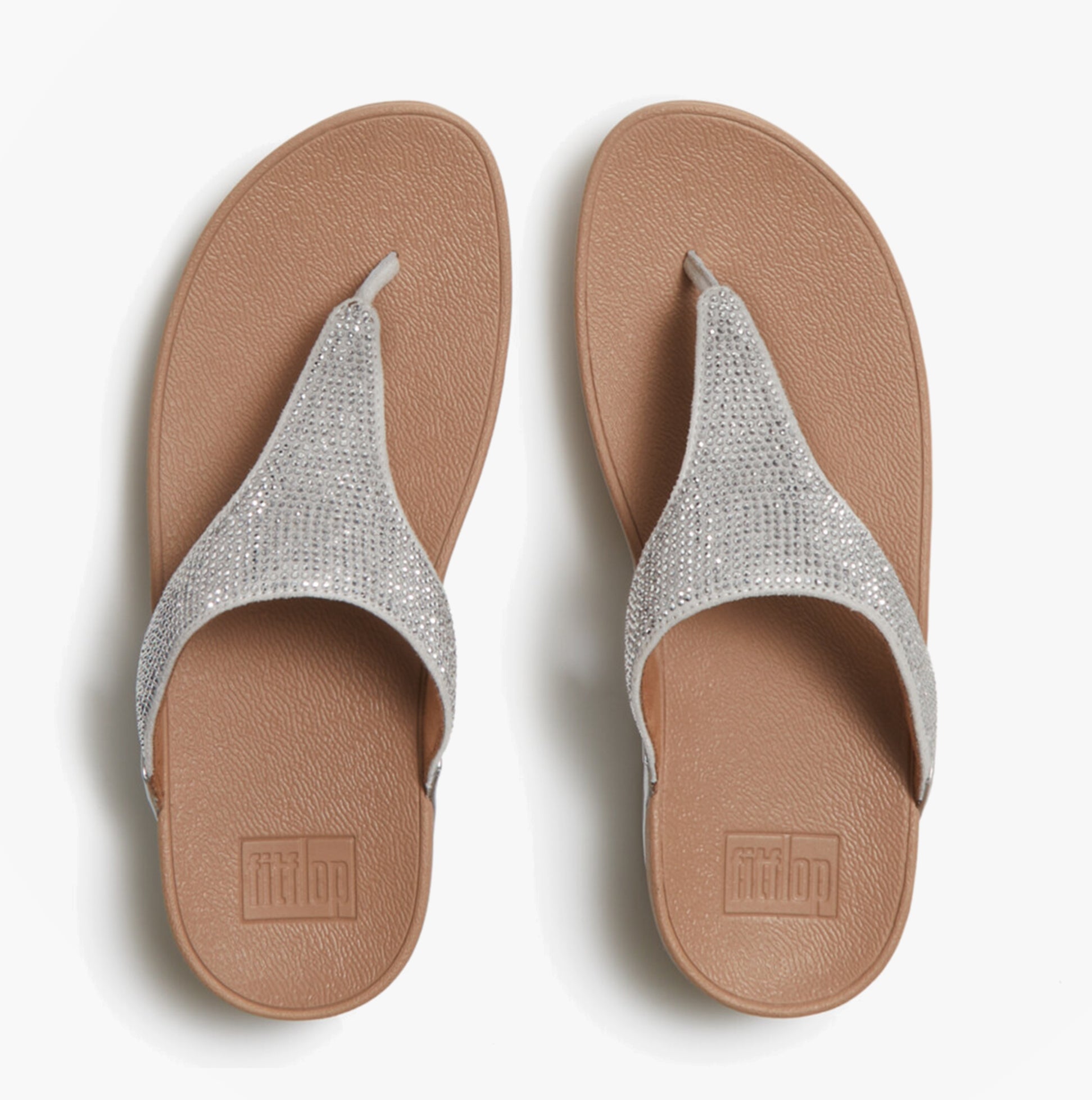 FitFlop LULU CRYSTAL EMBELLISHED Womens Toe-Post Sandals Steeled Silver