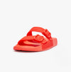 FitFlop iQUSHION TWO-BAR BUCKLE SLIDES Womens Neon Orange