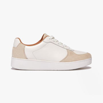 FitFlop RALLY PANEL Womens Leather Trainers Urban White/Paris Grey