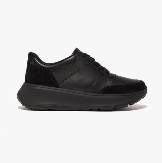 FitFlop F-MODE LEATHER/SUEDE FLATFORM Womens Trainers All Black