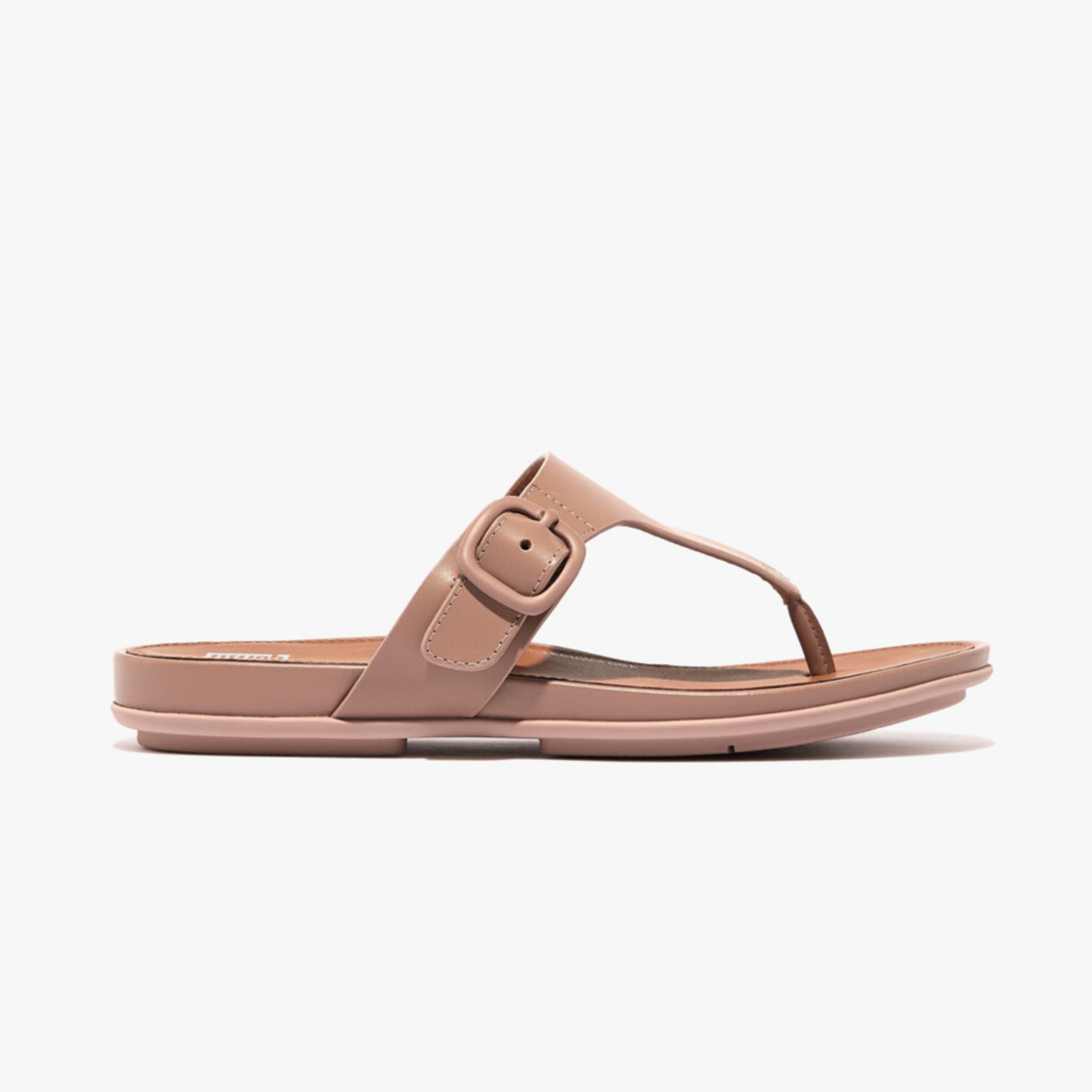 FitFlop GRACIE RUBBER-BUCKLE LEATHER Womens Toe Post Beige