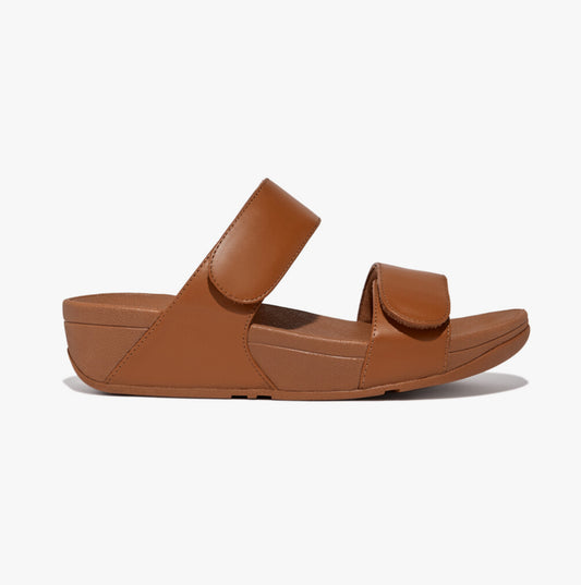 FitFlop LULU ADJUSTABLE LEATHER Womens Slides Light Tan