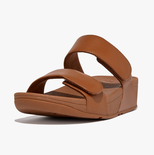 FitFlop LULU ADJUSTABLE LEATHER Womens Slides Light Tan