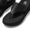 FitFlop F-MODE LEATHER FLATFORM Womens Toe Post Sandals All Black