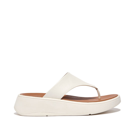 F-MODE LEATHER FLATFORM Womens Toe Post Sandals Cream