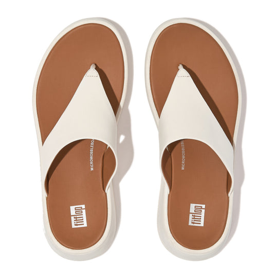 F-MODE LEATHER FLATFORM Womens Toe Post Sandals Cream