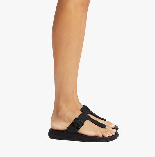 FitFlop iQUSHION ADJUSTABLE BUCKLE Womens Toe Post Sandals All Black
