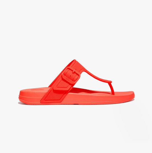 FitFlop iQUSHION ADJUSTABLE Womens Buckle Flip-Flops Neon Orange