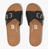 FitFlop iQUSHION ADJUSTABLE BUCKLE LEATHER Womens Slides Chocolate Brown