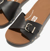 FitFlop iQUSHION ADJUSTABLE BUCKLE LEATHER Womens Slides Chocolate Brown