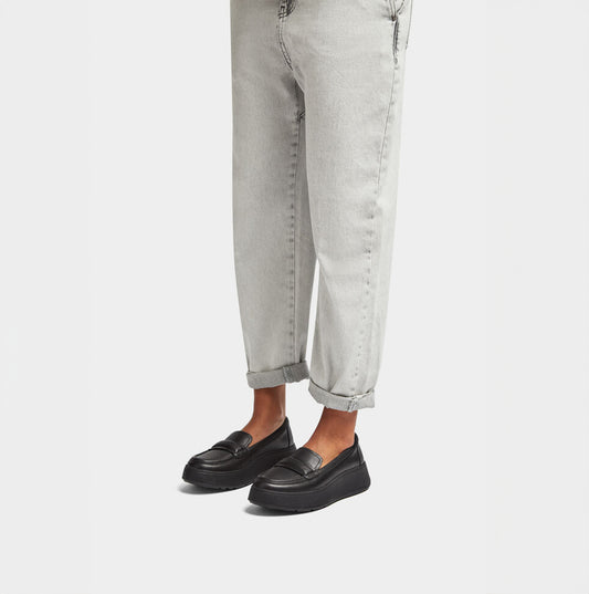 F-MODE PADDED-DETAIL Womens Loafers All Black