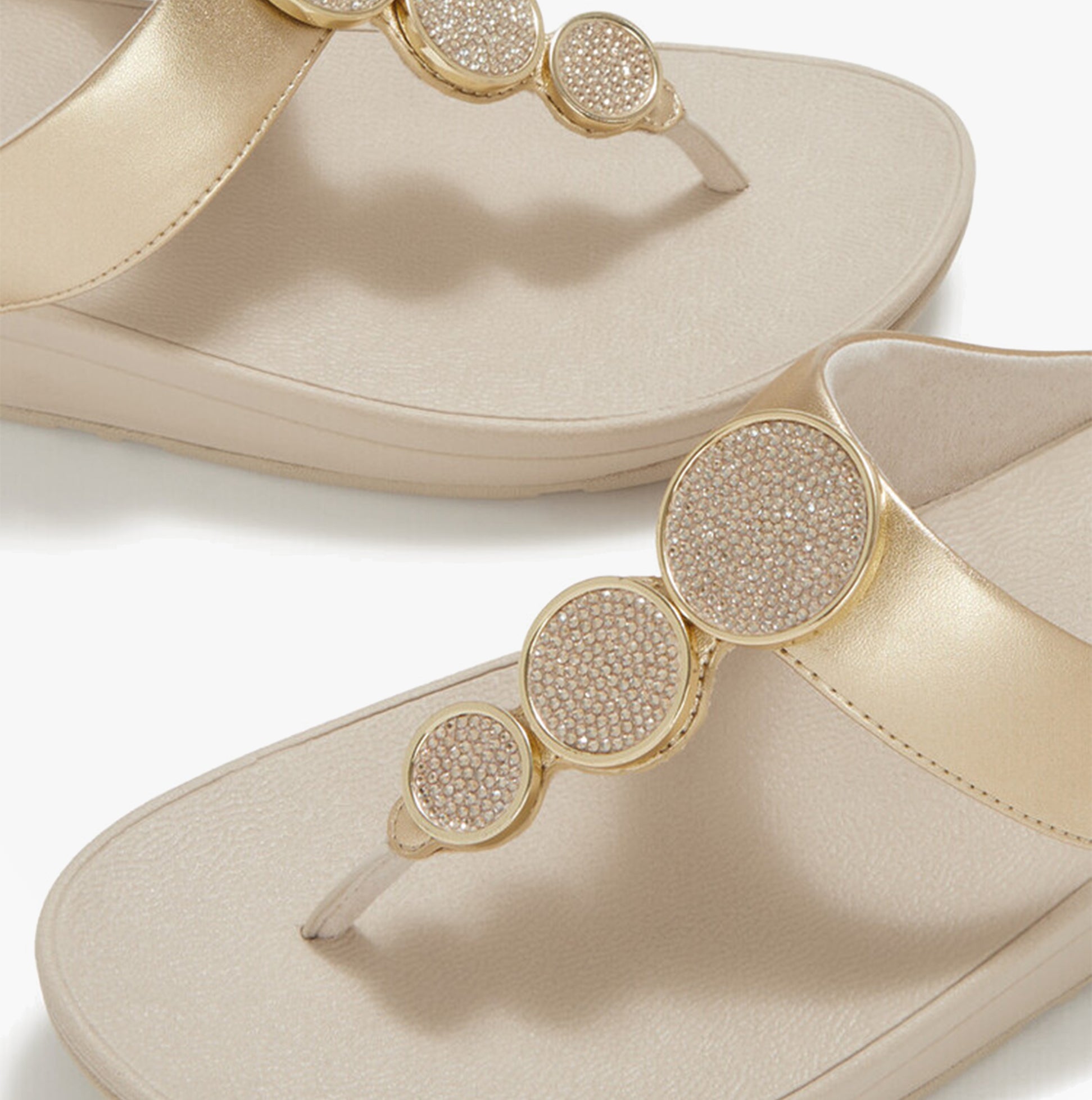 FitFlop HALO BEAD Womens Toe-Post Sandals Platino