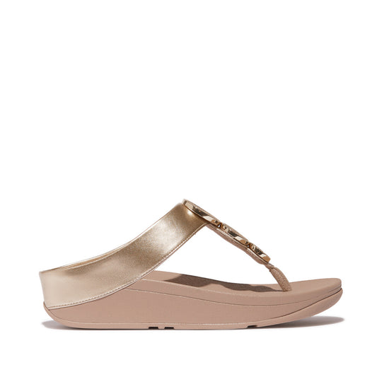 HALO BEAD-CIRCLE Womens Toe Post Sandals Metallic Latte Beige