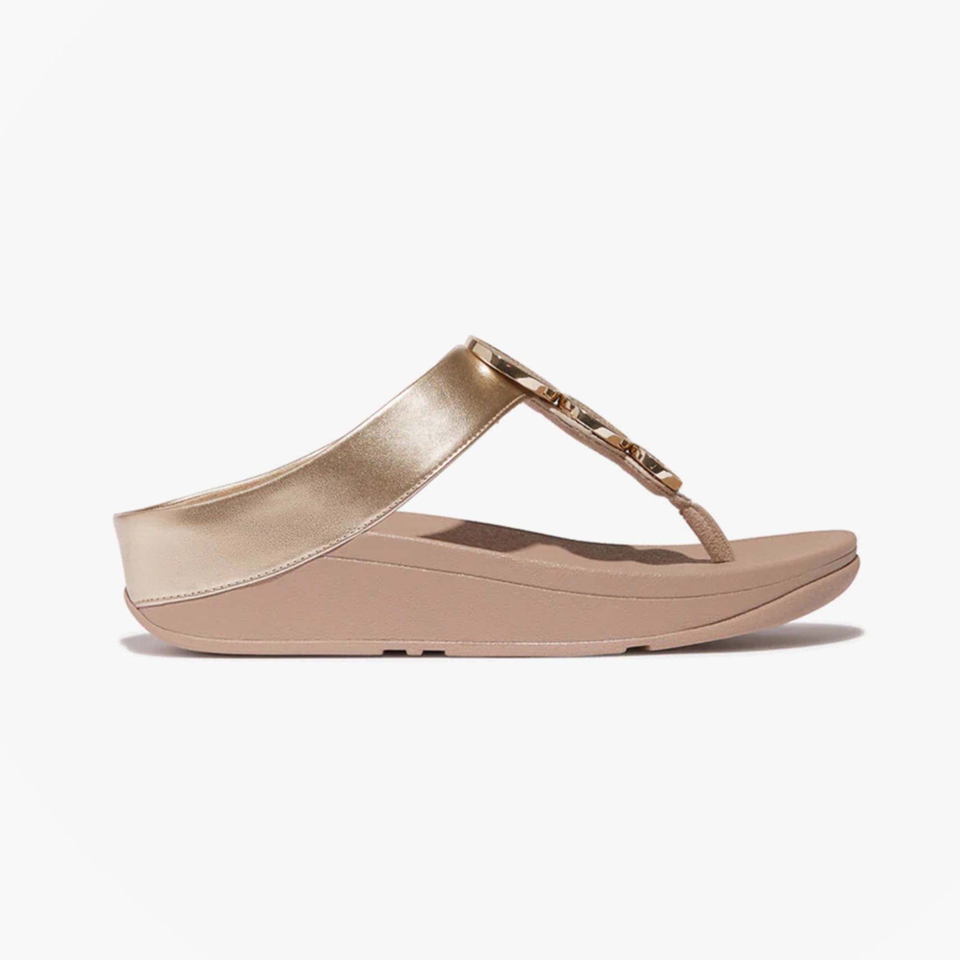 FitFlop HALO BEAD-CIRCLE Womens Toe Post Sandals Metallic Latte Beige