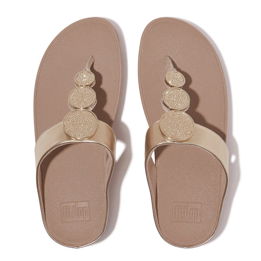 HALO BEAD-CIRCLE Womens Toe Post Sandals Metallic Latte Beige